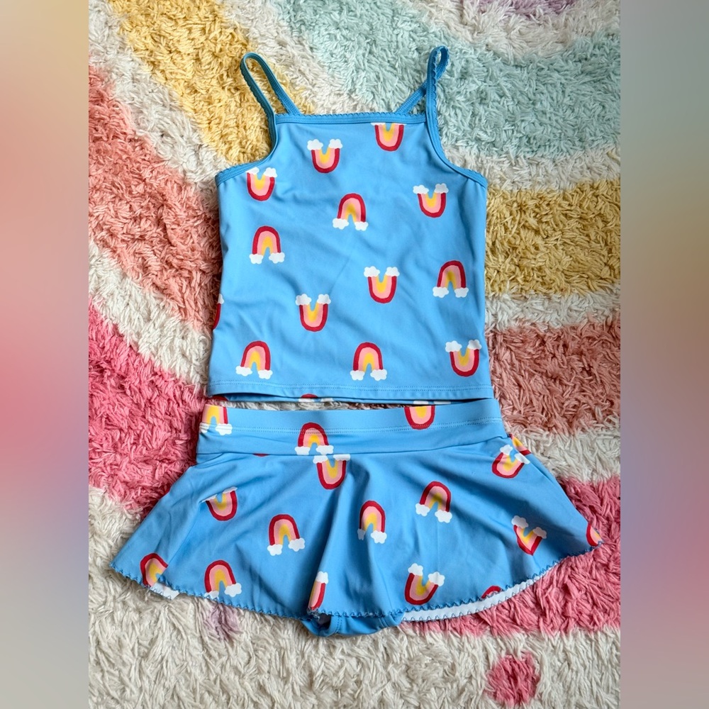Hanna Andersson Blue Rainbow Skirt Set